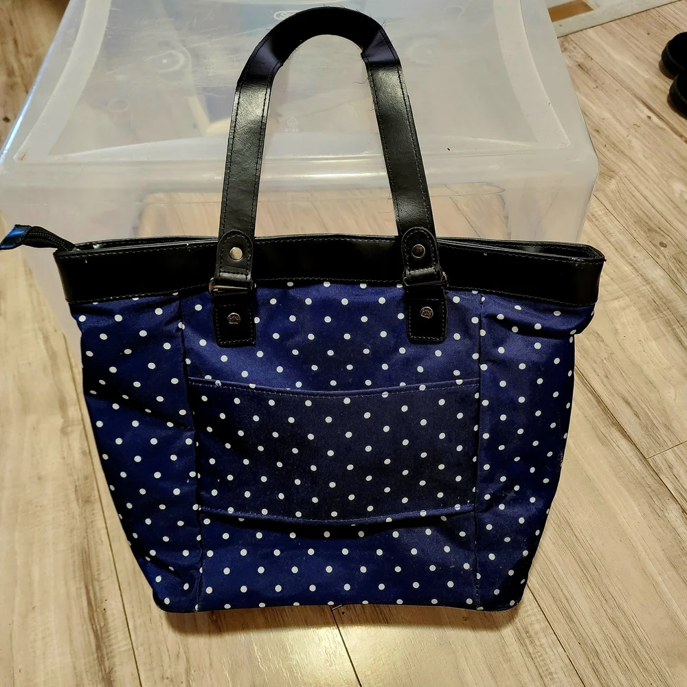 Polka Dot Tote Bag - Navy and Black - Picture 2 of 7